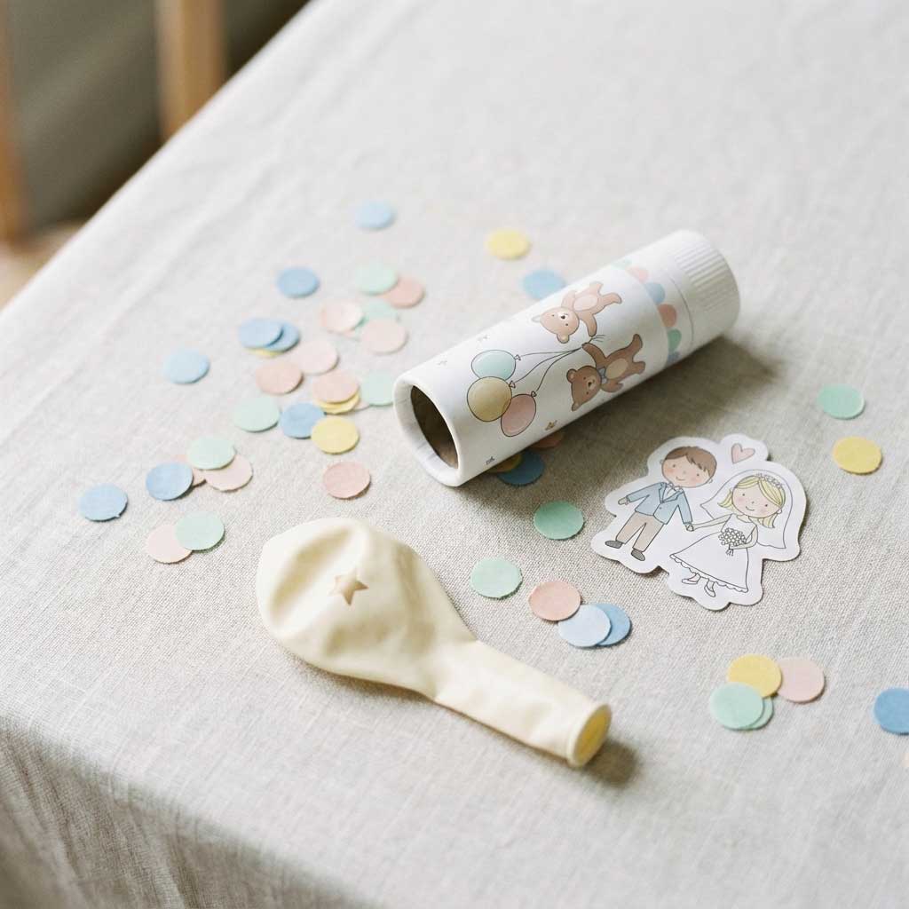 Kinder-Konfetti-Überraschung zur Hochzeit mit kindgerechtem Konfetti und kleinen Extras